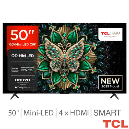 TCL 50 Inch Mini LED Smart TV with 4K Ultra HD HDR display and Smart TV streaming features TCL 50C6K