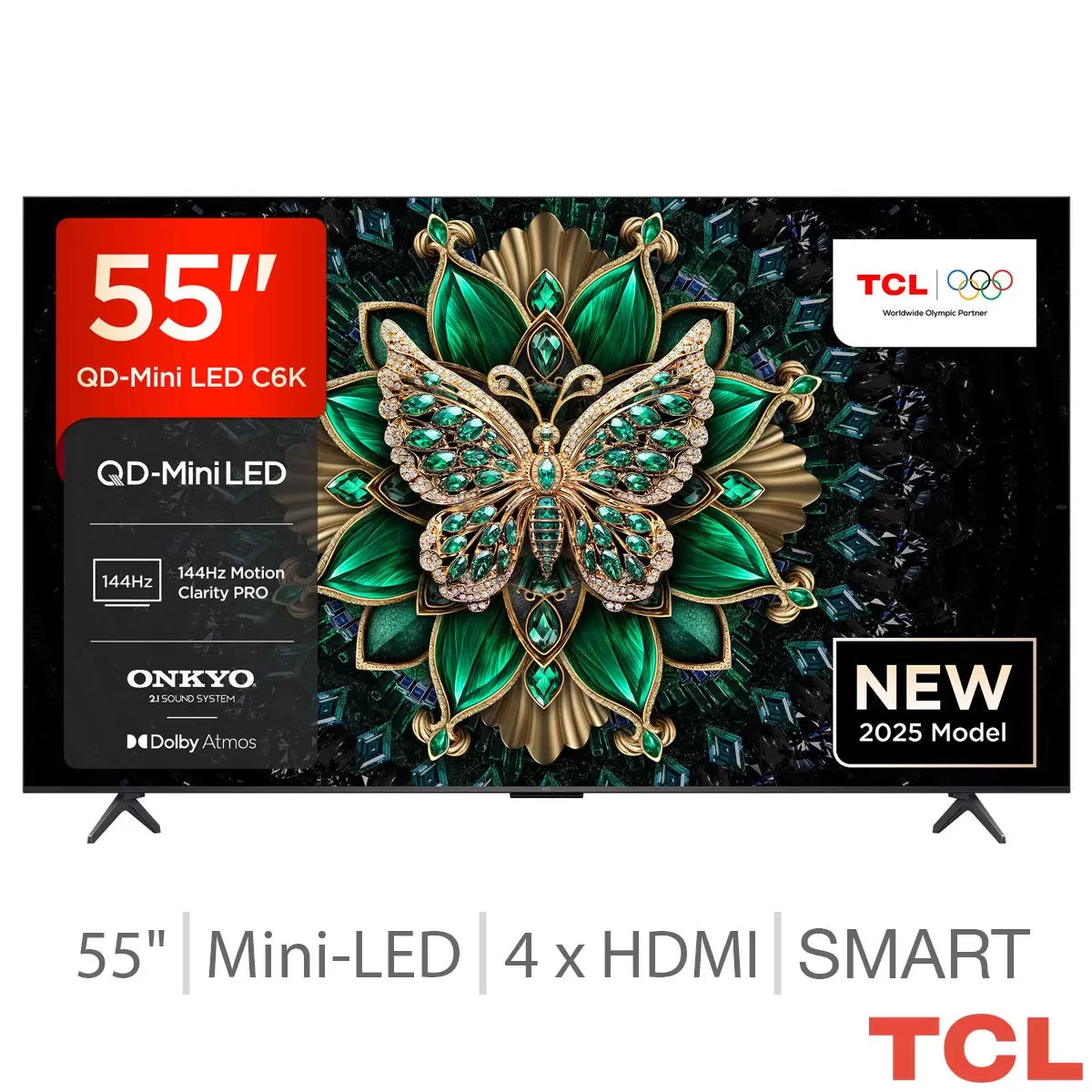 TCL 55 Inch Mini LED Smart TV with 4K Ultra HD HDR display and Smart TV streaming features TCL 55C6K