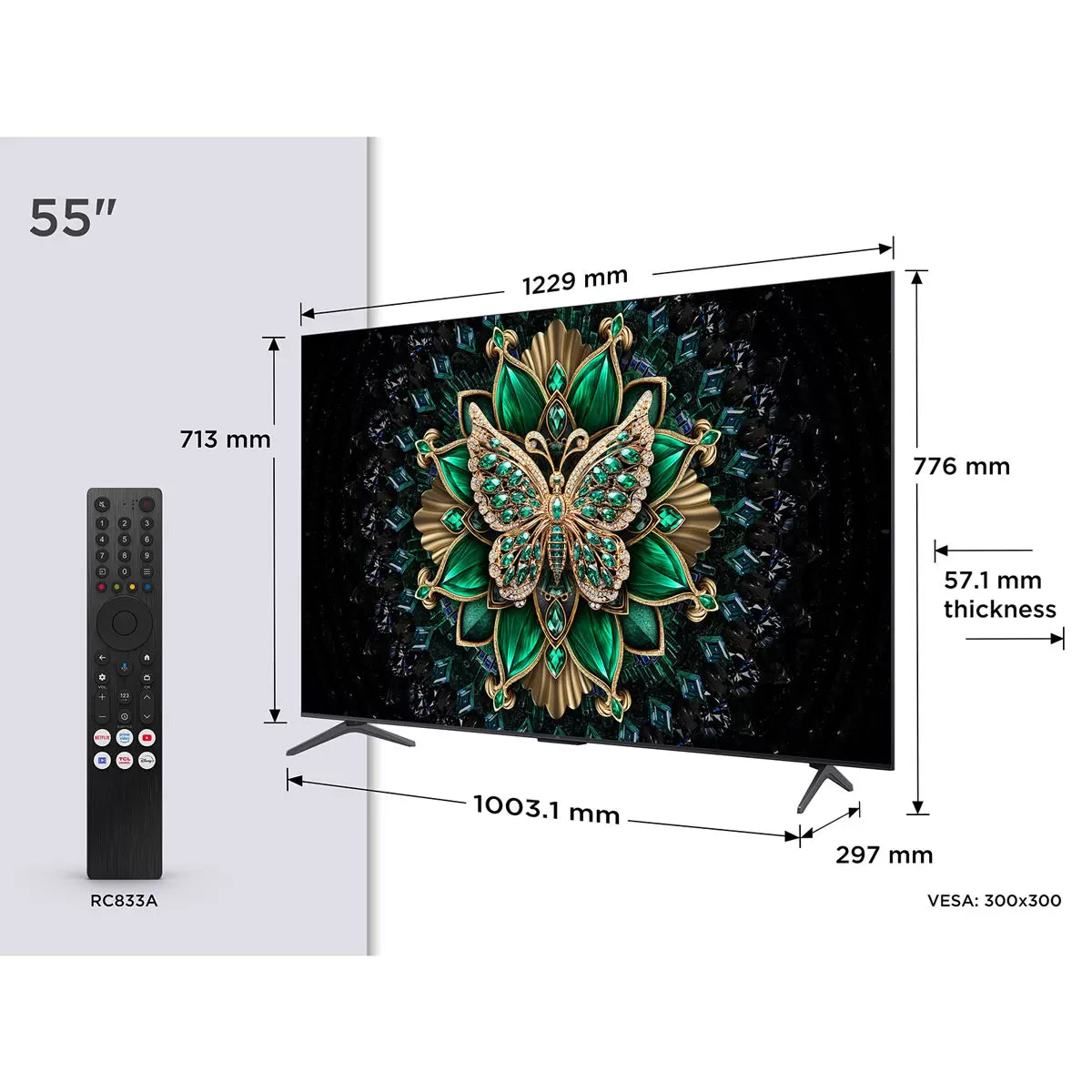 TCL 55 Inch Mini LED Smart TV with 4K Ultra HD HDR display and Smart TV streaming features TCL 55C6K