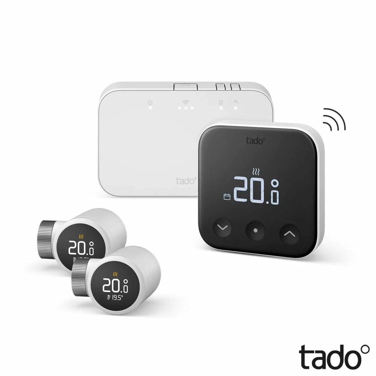 Tado Wireless Smart Thermostat Multi Room Starter Kit with 2 Smart Thermostatic Radiator Valves for intelligent room-by-room heating control