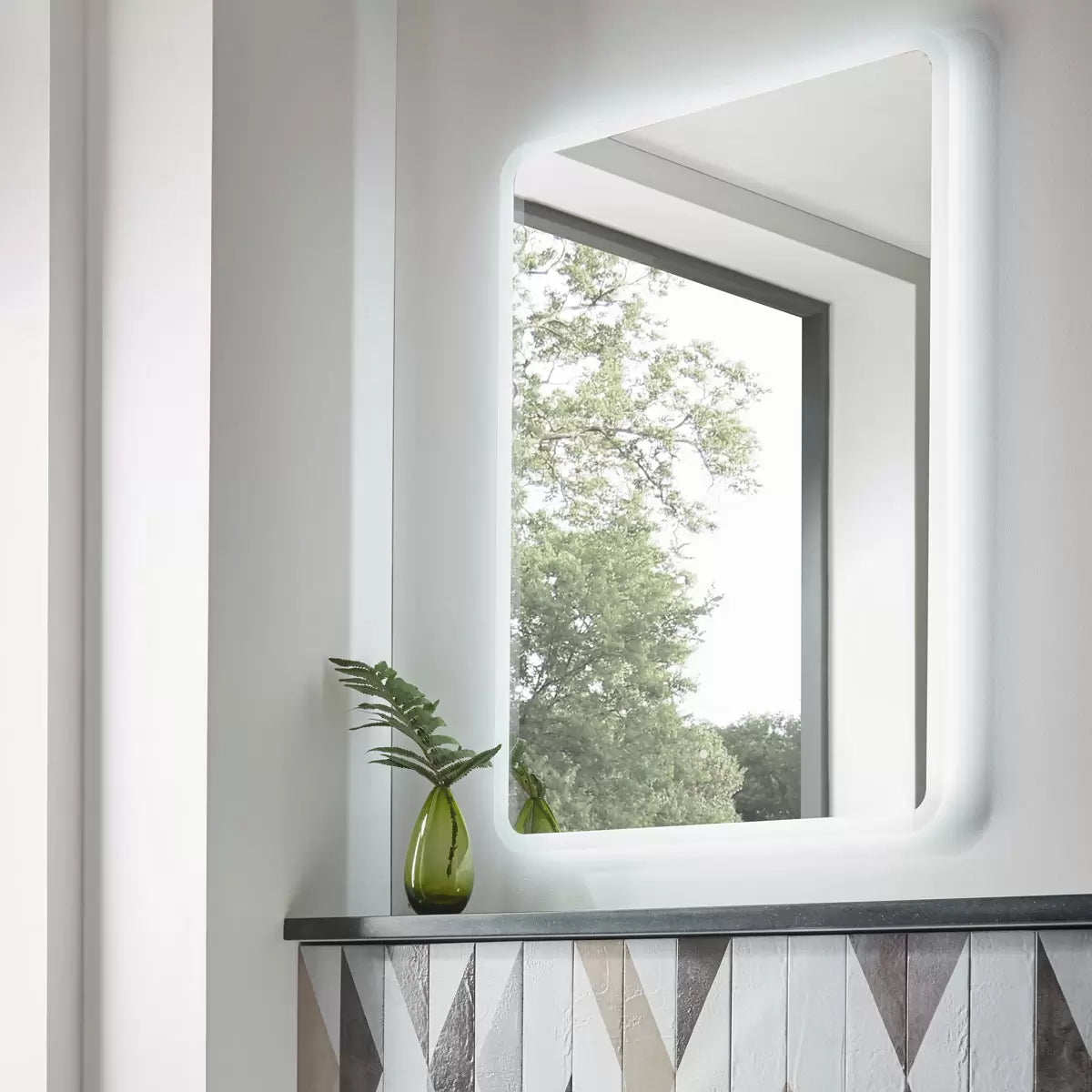 Tavistock Elysium 500 back lit bathroom mirror with LED lighting, demister pad, and sensor touch control