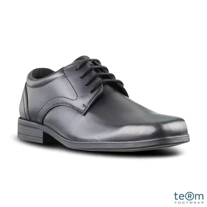 TeⓇm Thomas boys leather lace up school shoes in black with durable sole