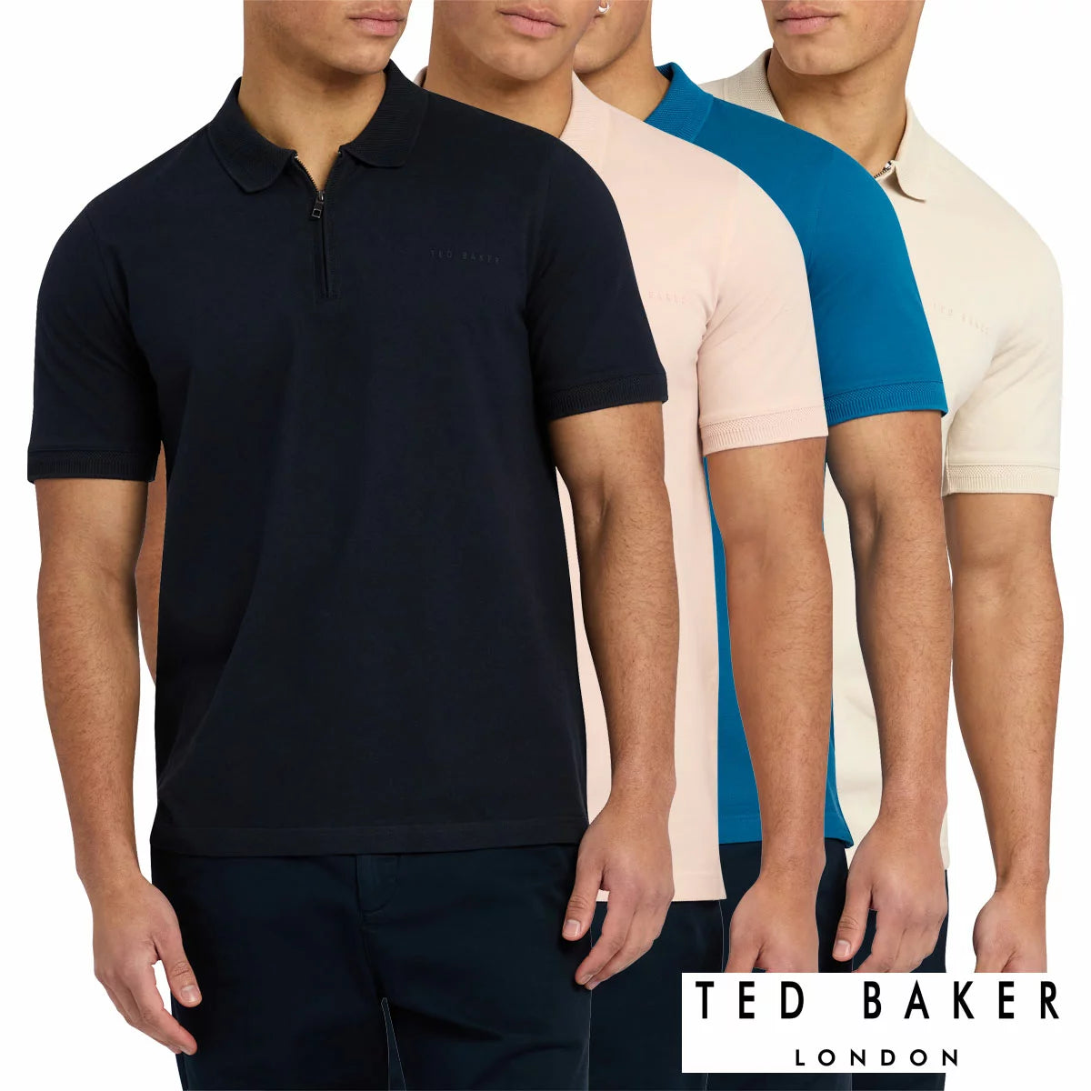Ted Baker Men's Cyrile Zip Polo Shirt with modern zip neck and tailored smart casual fit/1