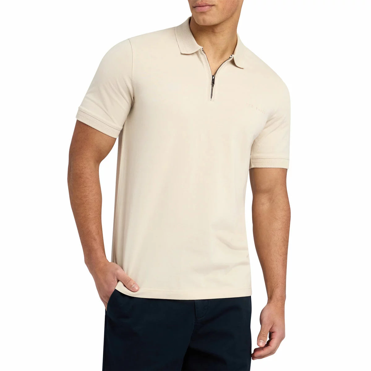 Ted Baker Men's Cyrile Zip Polo Shirt with modern zip neck and tailored smart casual fit/2