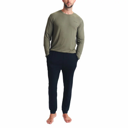Ted Baker Mens Long Sleeve Lounge Set in grey, soft cotton, relaxed fit, long sleeves, stylish home loungewear/2