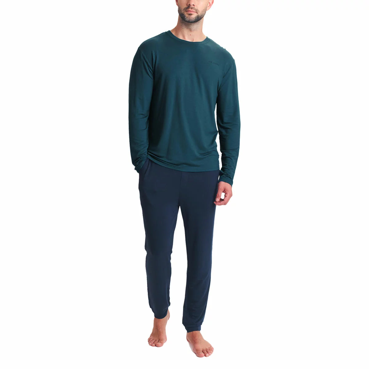 Ted Baker Mens Long Sleeve Lounge Set in grey, soft cotton, relaxed fit, long sleeves, stylish home loungewear/3