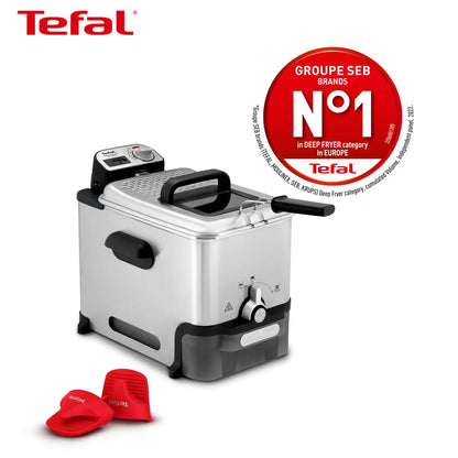 Tefal Oleoclean Pro Deep Fryer 3.5L FR8058G0 with automatic oil filtration system, stainless steel finish, and family-sized frying capacity.