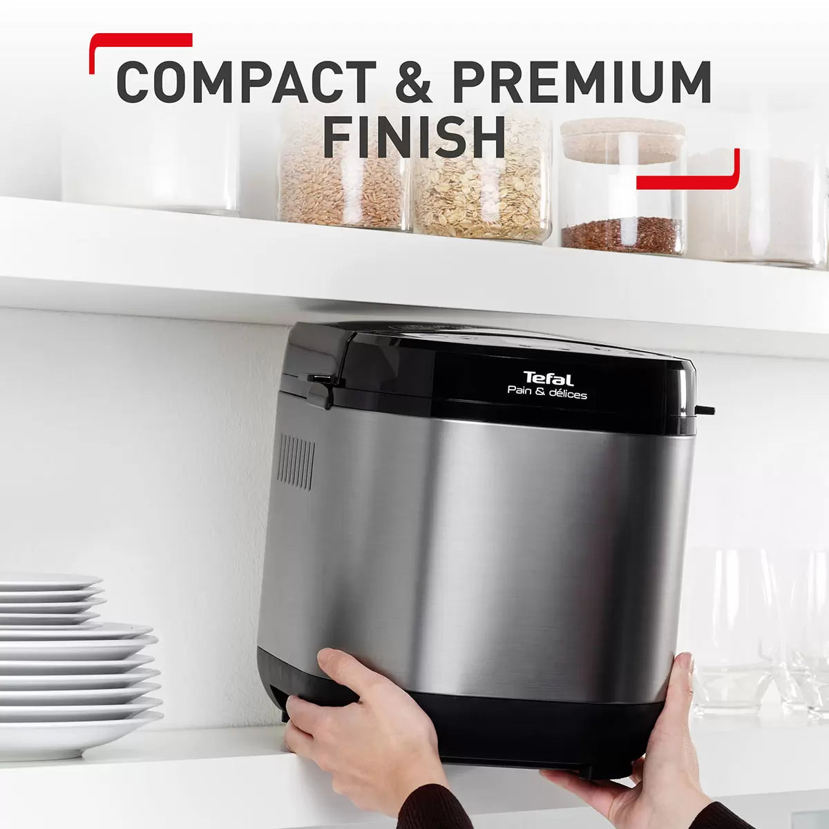 Tefal Pain et Delices Breadmaker PF240E40 with automatic multi-function programs for baking fresh bread, dough, cakes, and homemade recipes, featuring easy controls and versatile settings ideal for home bakers and family kitchens.