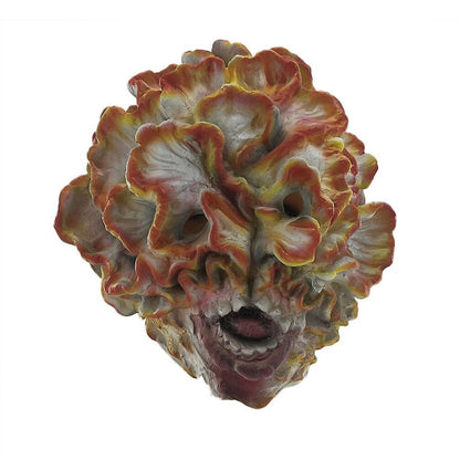 Detailed frontal view of a fungal Clicker latex horror mask showing realistic calcified spore growths and organic mutated texture.