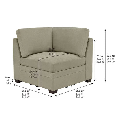 Beige fabric corner chair by Thomasville Tisdale featuring plush cushioning and space-saving design for modern living room corners