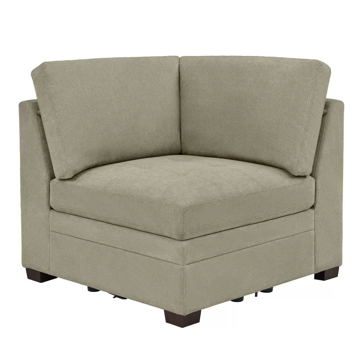 Beige fabric corner chair by Thomasville Tisdale featuring plush cushioning and space-saving design for modern living room corners