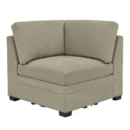 Beige fabric corner chair by Thomasville Tisdale featuring plush cushioning and space-saving design for modern living room corners