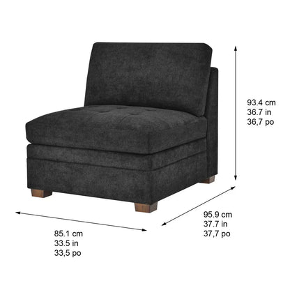 Thomasville Tisdale dark grey fabric armless chair with cushioned seat and modern contemporary design for living room seating-2