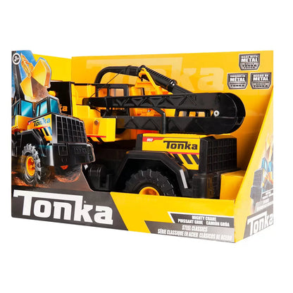 Tonka Steel Classics Mighty Crane toy with movable crane arm for kids construction and imaginative play