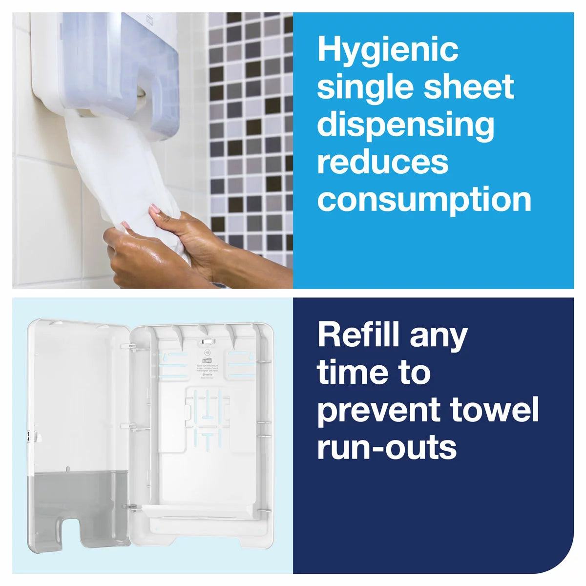 Tork Xpress Multifold Hand Towel Dispenser for hygienic one-at-a-time towel dispensing in commercial washrooms