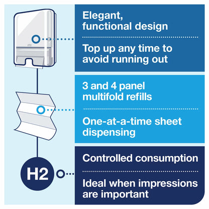 Tork Xpress Multifold Hand Towel Dispenser for hygienic one-at-a-time towel dispensing in commercial washrooms