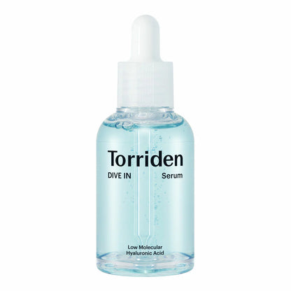 The Torriden Dive-in Serum collection, featuring two 50ml bottles and one 20ml travel bottle, displayed against a clean, professional background