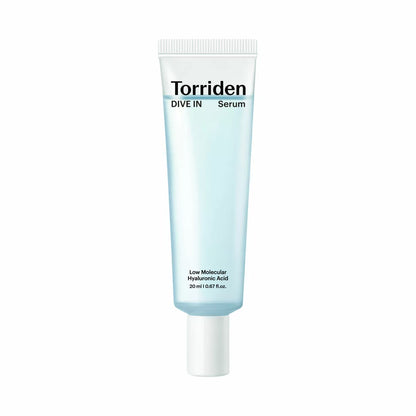 The Torriden Dive-in Serum collection, featuring two 50ml bottles and one 20ml travel bottle, displayed against a clean, professional background