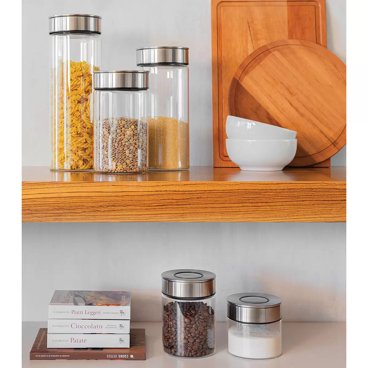 Tramontina 5-piece airtight glass container set for leak-proof food storage and meal prep organisation