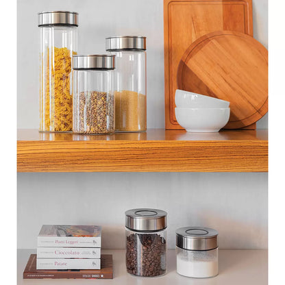 Tramontina 5-piece airtight glass container set for leak-proof food storage and meal prep organisation