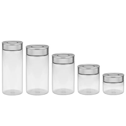 Tramontina 5-piece airtight glass container set for leak-proof food storage and meal prep organisation