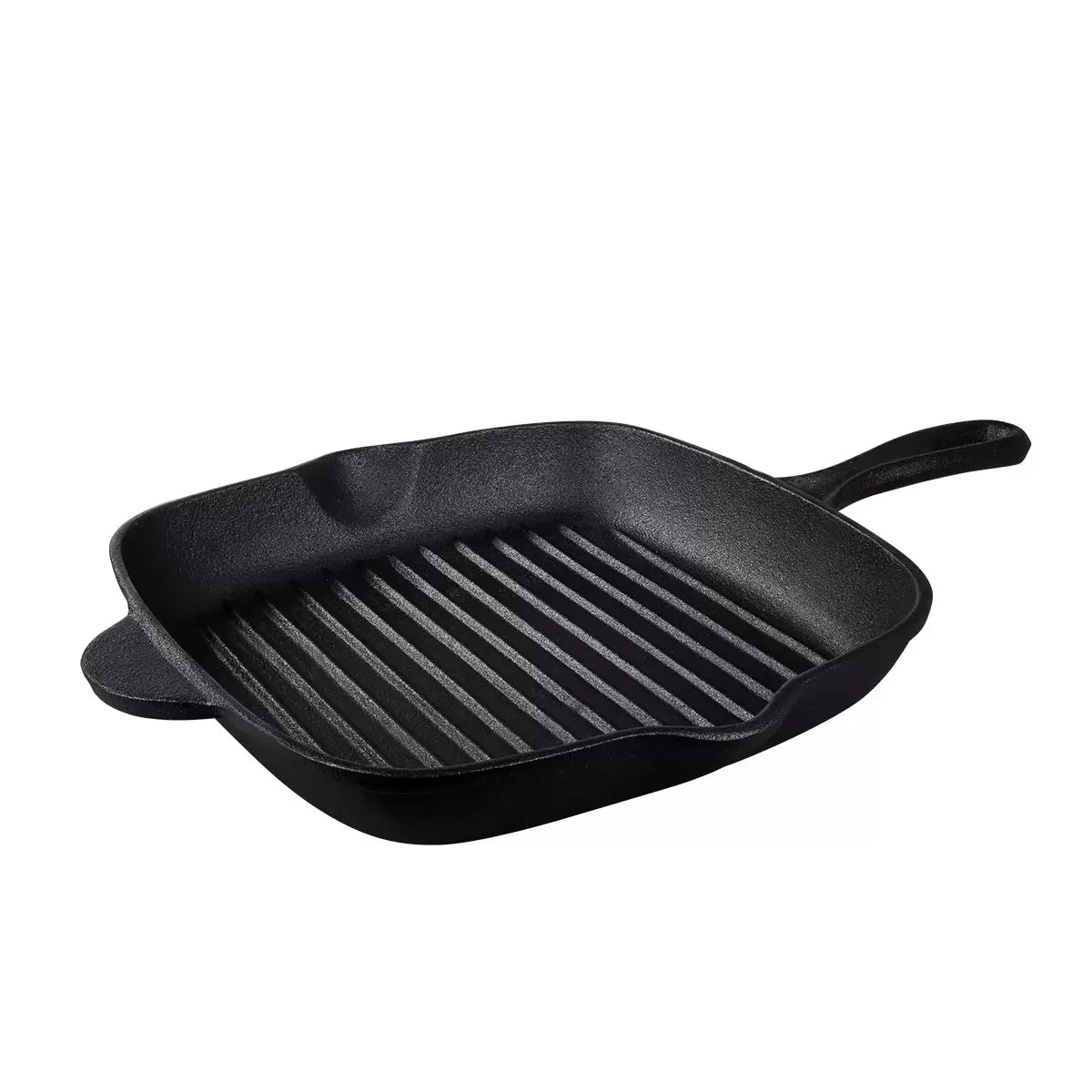 Tramontina 27cm cast iron square griddle pan for grilling, searing, and even heat cooking.