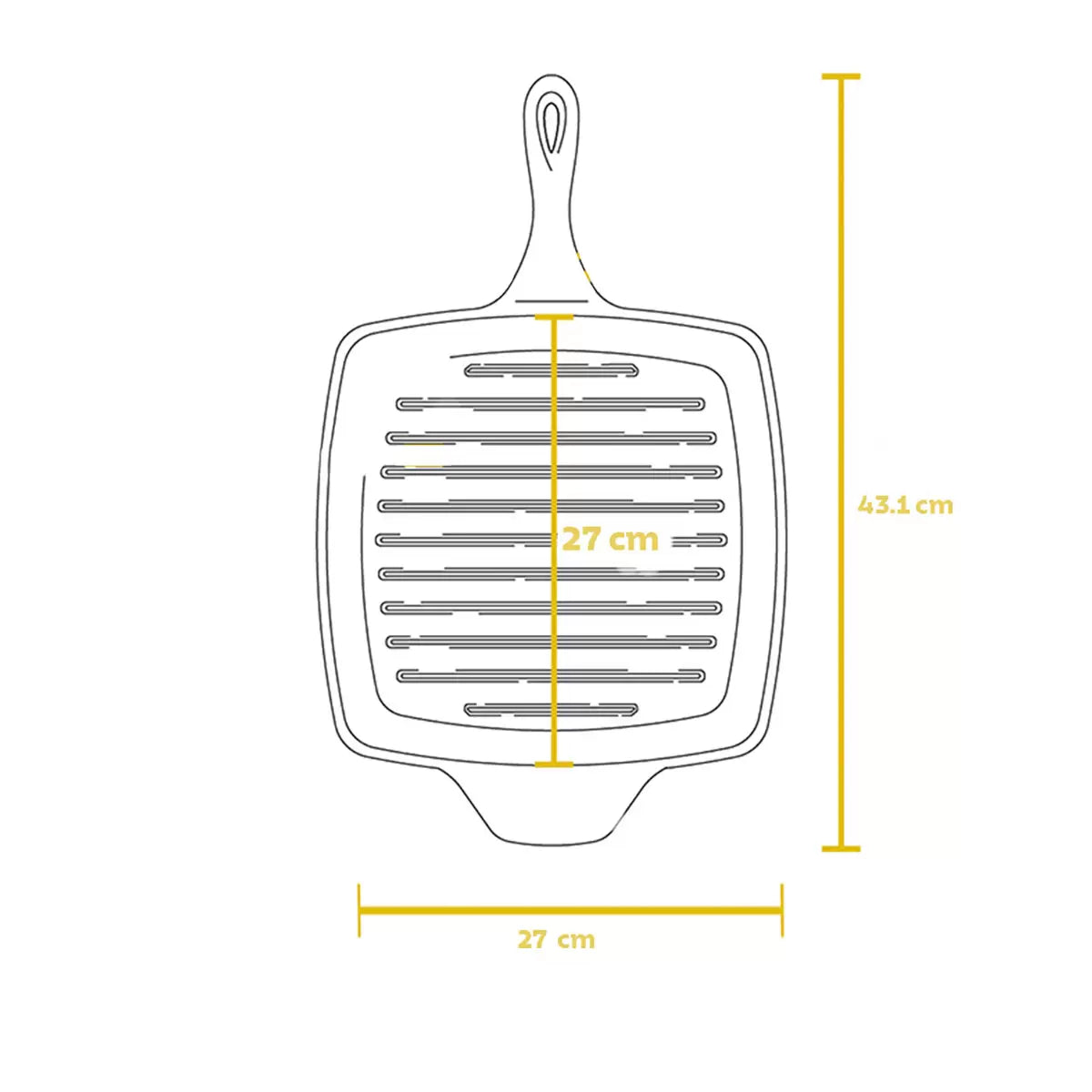 Tramontina Cast Iron Square Griddle Pan 27cm with superior heat retention and even heat distribution, ideal for grilling steaks, burgers, vegetables, and achieving perfect sear marks on indoor and outdoor meals.