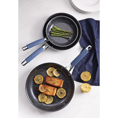 Tramontina 3-piece ceramic fry pan set with non-stick coating for healthy everyday cooking and easy cleanup.