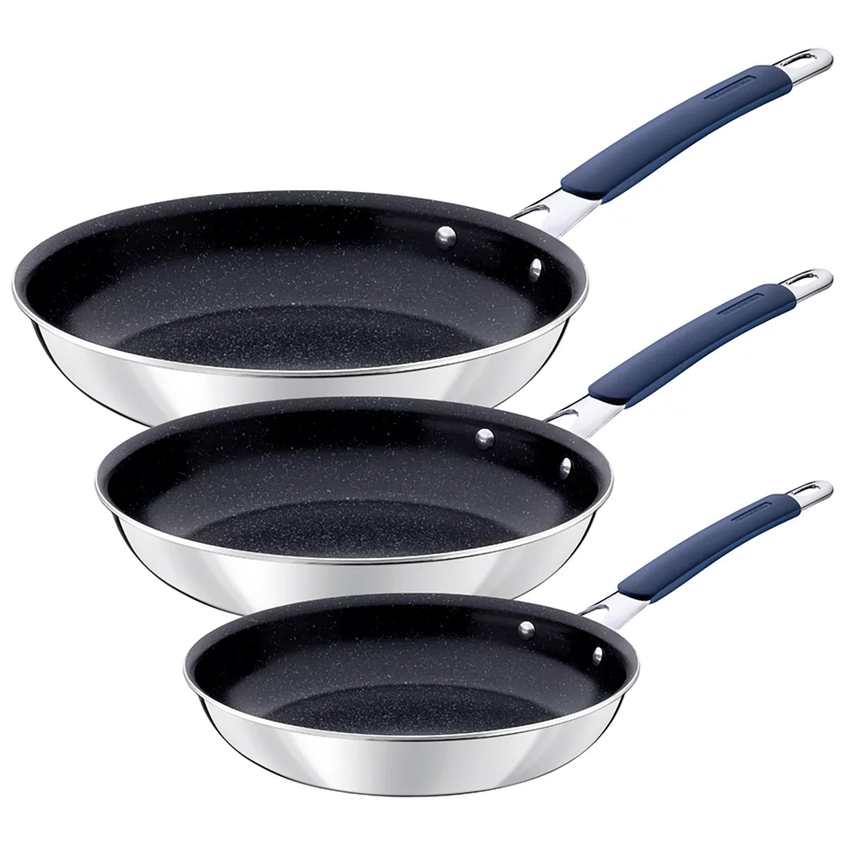 Tramontina 3-piece ceramic fry pan set with non-stick coating for healthy everyday cooking and easy cleanup.