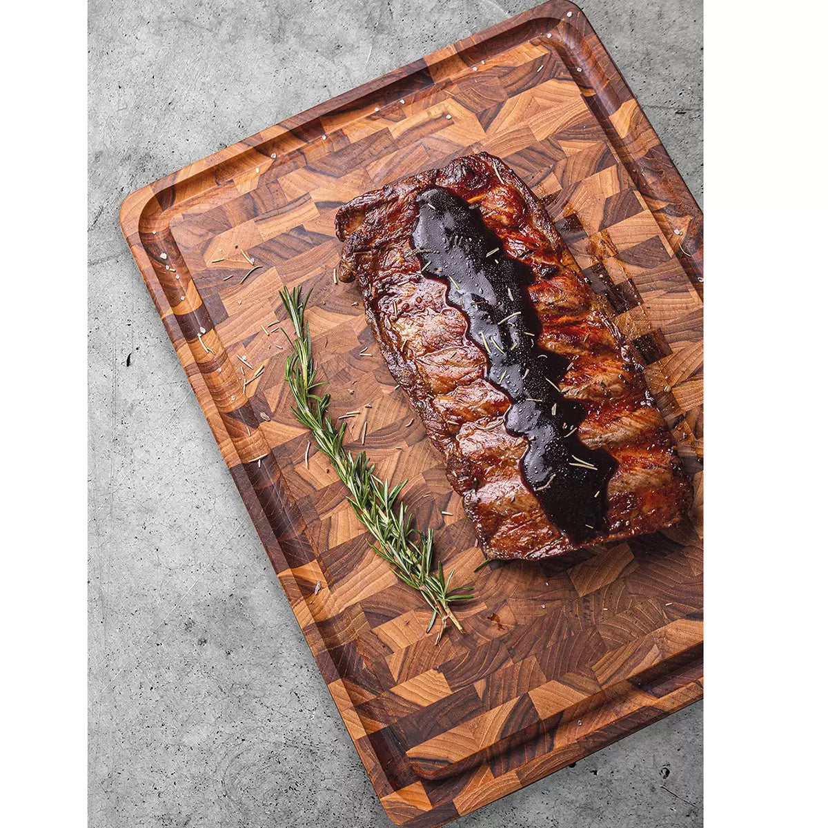 Tramontina End Grain Teak Wood Chopping Board with durable knife-friendly end grain teak surface for food preparation