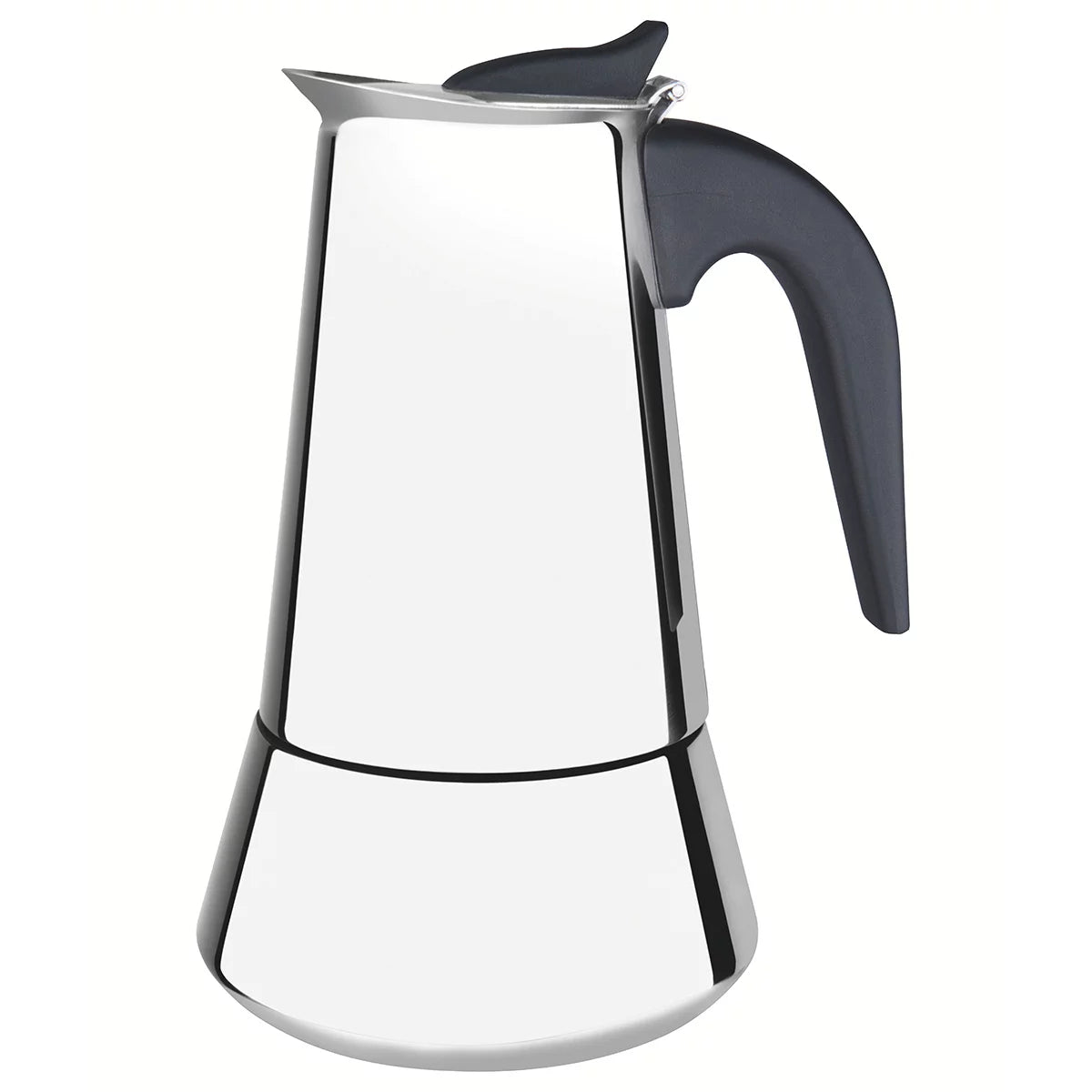 Tramontina Stainless Steel Moka Pot 350ml stovetop espresso coffee maker with durable stainless steel body and ergonomic handle.