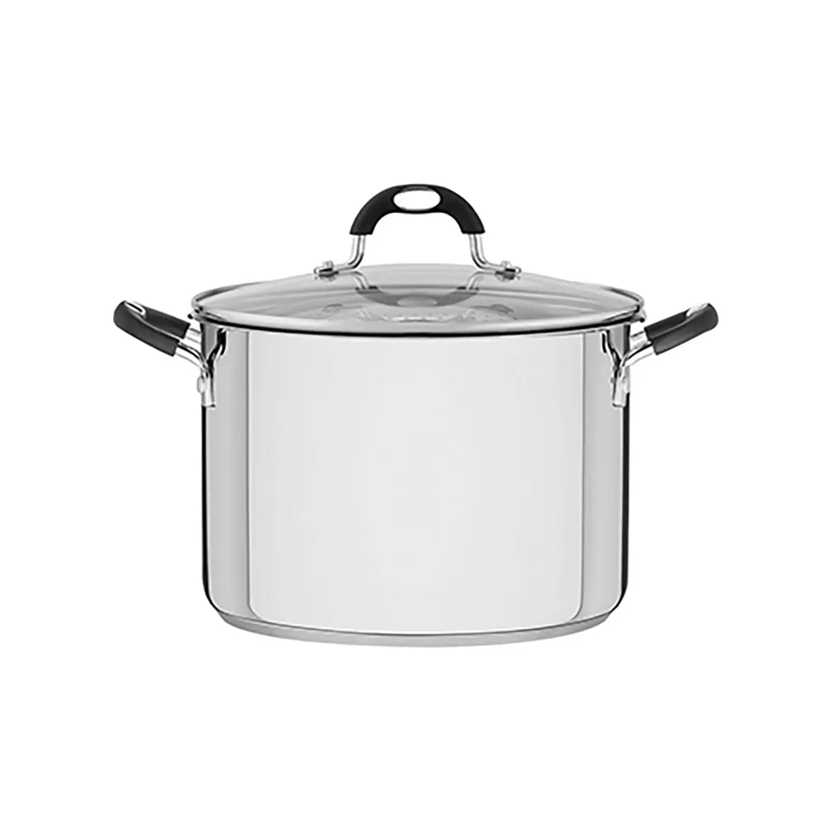 Tramontina 24cm 7.8L stainless steel stockpot with integrated drainer for pasta, vegetables, soups, and family cooking