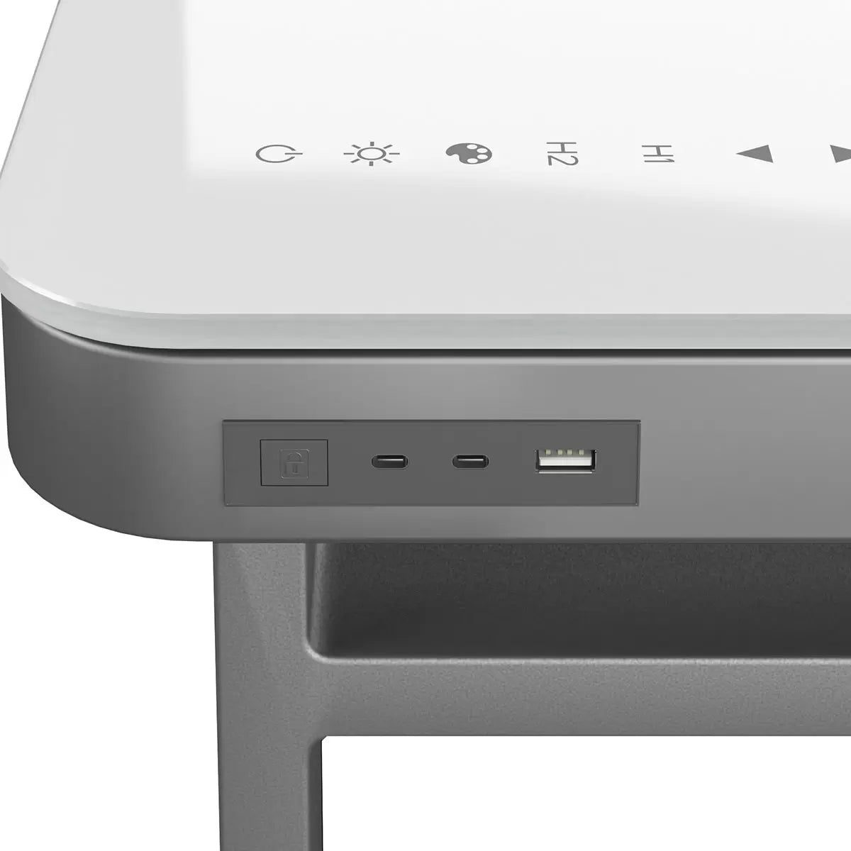 Tresanti Aurora power adjustable height desk with integrated LED lights and electric sit-stand functionality for home office use