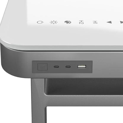 Tresanti Aurora power adjustable height desk with integrated LED lights and electric sit-stand functionality for home office use