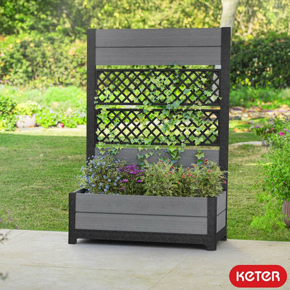 Tulip Screen Planter in Ashwood Brown & Grey – Customisable Outdoor Privacy Divider
