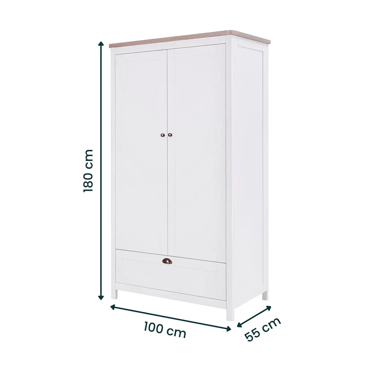 Tutti Bambini Verona Wardrobe in White and Oak with spacious hanging rail, adjustable shelves, and modern nursery storage design.1