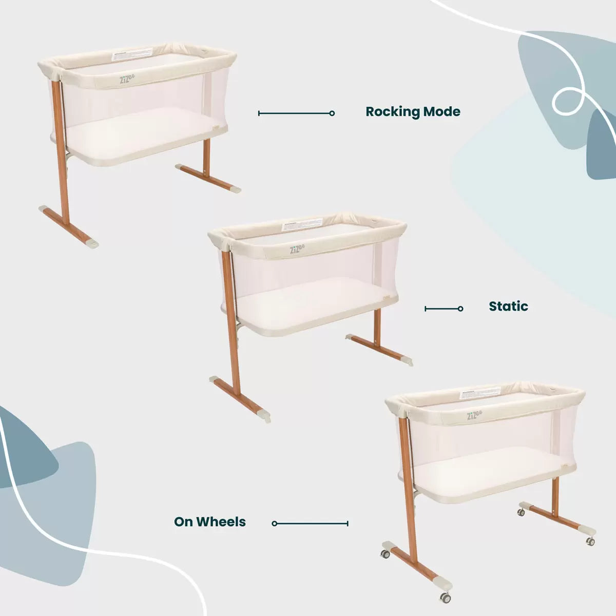 Breathable walnut rocking crib with mesh sides for newborn baby comfort - 4