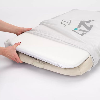 Tutti Bambini ZiZee breathable rocking crib in walnut and ecru with mesh sides for newborn bedside sleeping/5