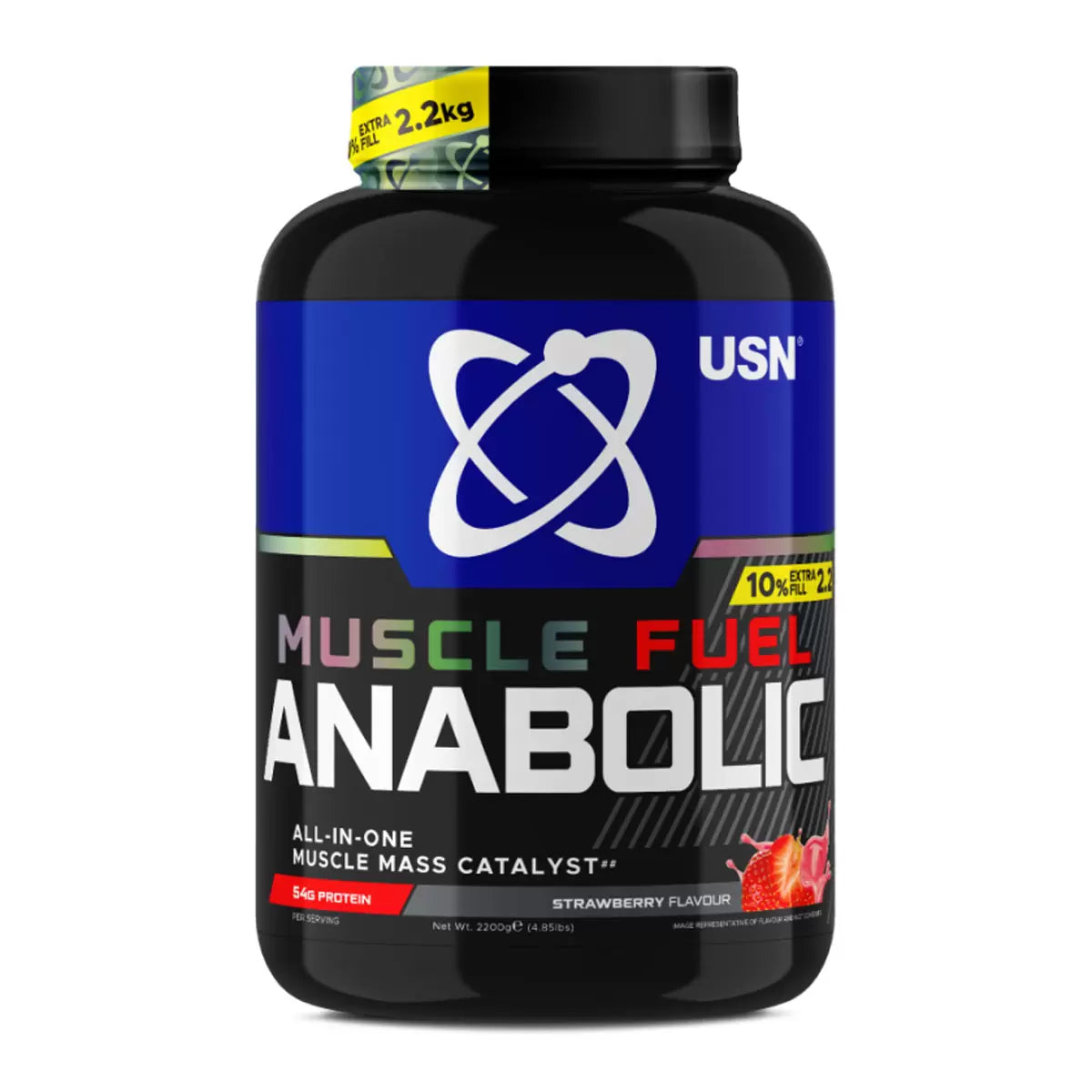Strawberry anabolic muscle fuel powder for mass and strength
