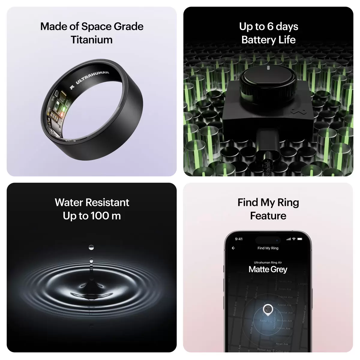Close-up view of the internal sensors of the Ultrahuman Ring AIR smart ring.
