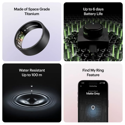 Close-up view of the internal sensors of the Ultrahuman Ring AIR smart ring.