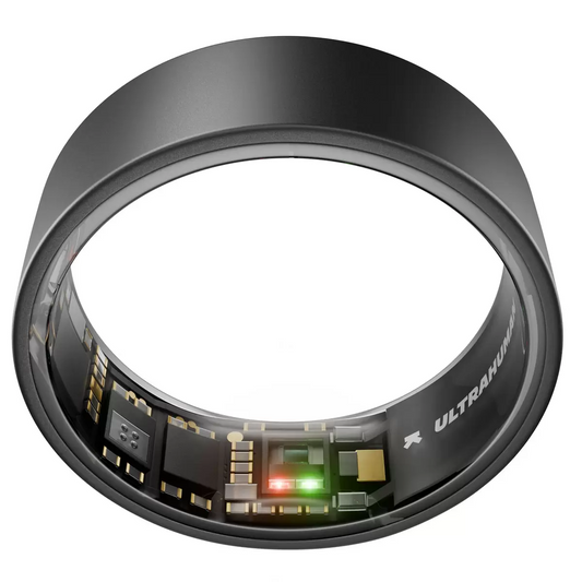 Close-up view of the internal sensors of the Ultrahuman Ring AIR smart ring.
