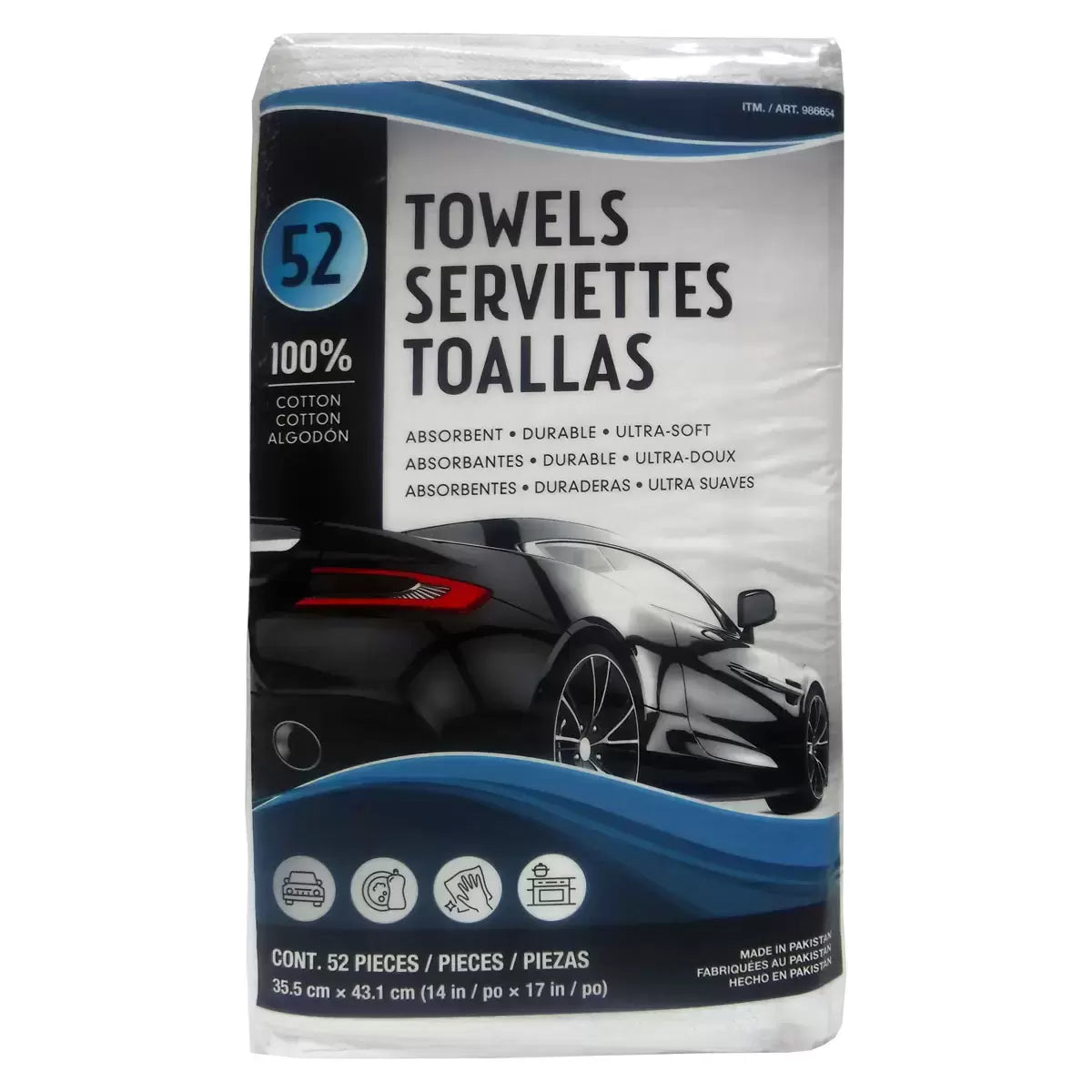 Unitex multipurpose cotton terry towels pack of 52 for cleaning, drying, and household use