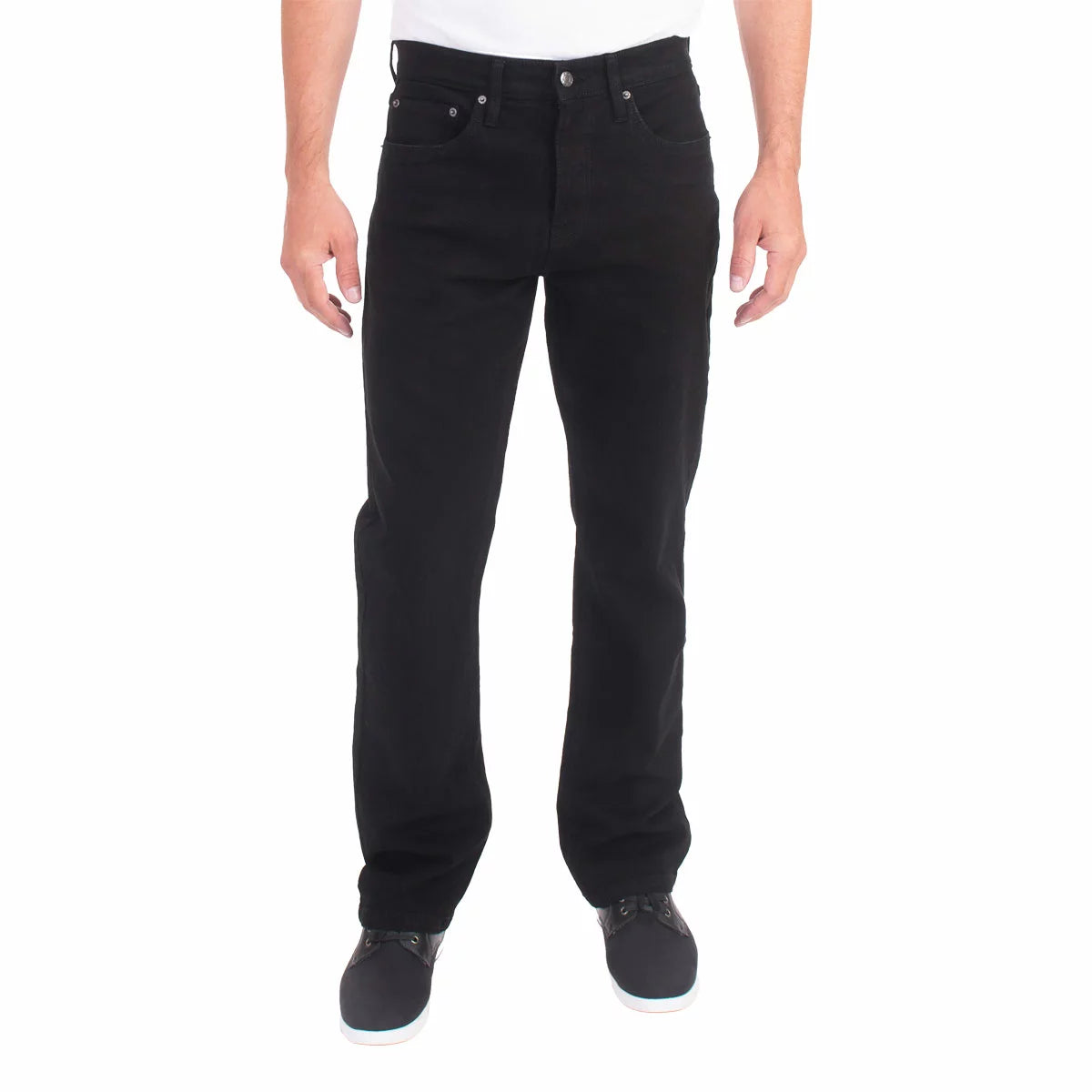 Front view of dark wash Urban Star Men's Heavyweight Stretch Jeans in a classic straight-leg cut displayed on a neutral background.