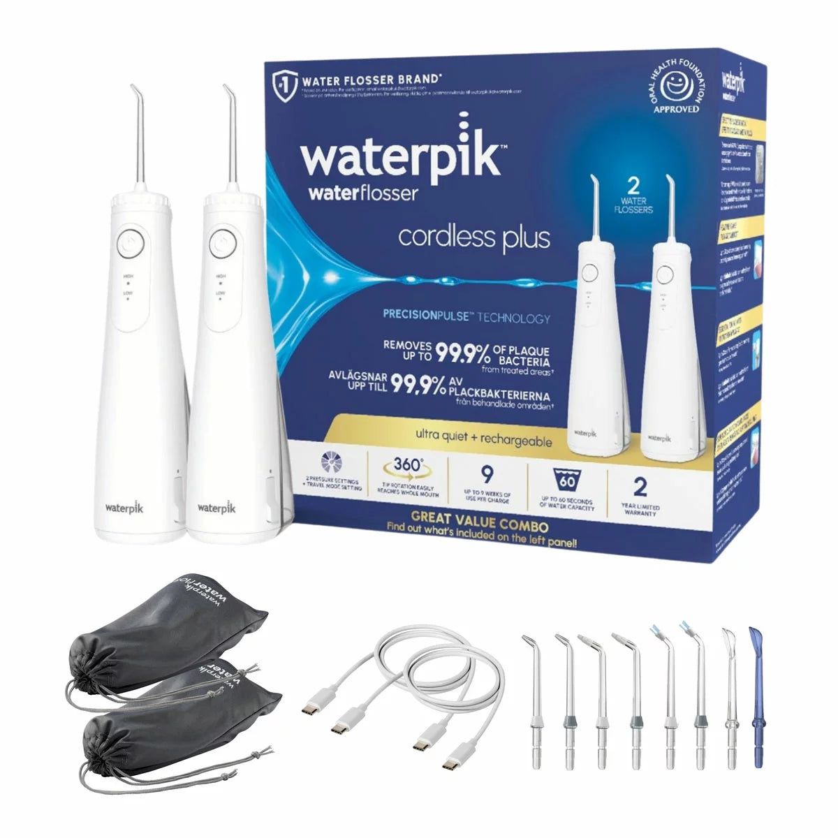 Cordless Waterpik water flosser combo pack for teeth cleaning - 2