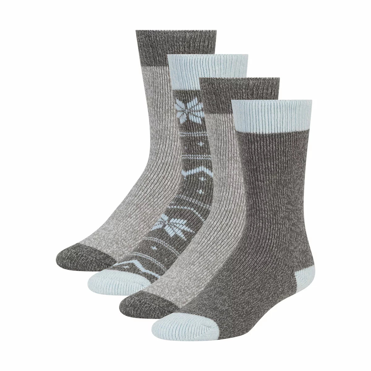 Pack of four Weatherproof ladies thermal socks in soft pink and black featuring plush brushed interior fabric.