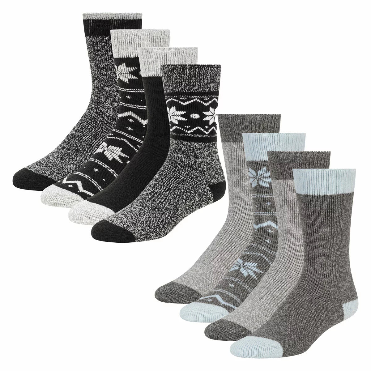 Pack of four Weatherproof ladies thermal socks in soft pink and black featuring plush brushed interior fabric.