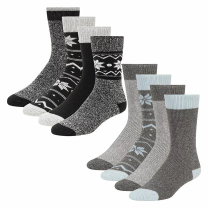 Pack of four Weatherproof ladies thermal socks in soft pink and black featuring plush brushed interior fabric.