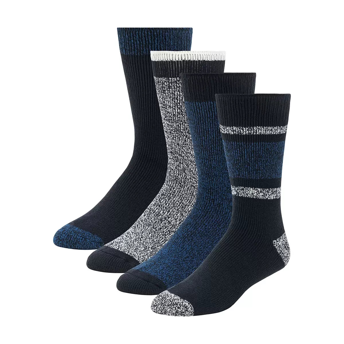 Close-up shot of the Weatherproof Mens Thermal Sock 4 Pack showing the thick brushed plush interior lining and dense knit pattern.