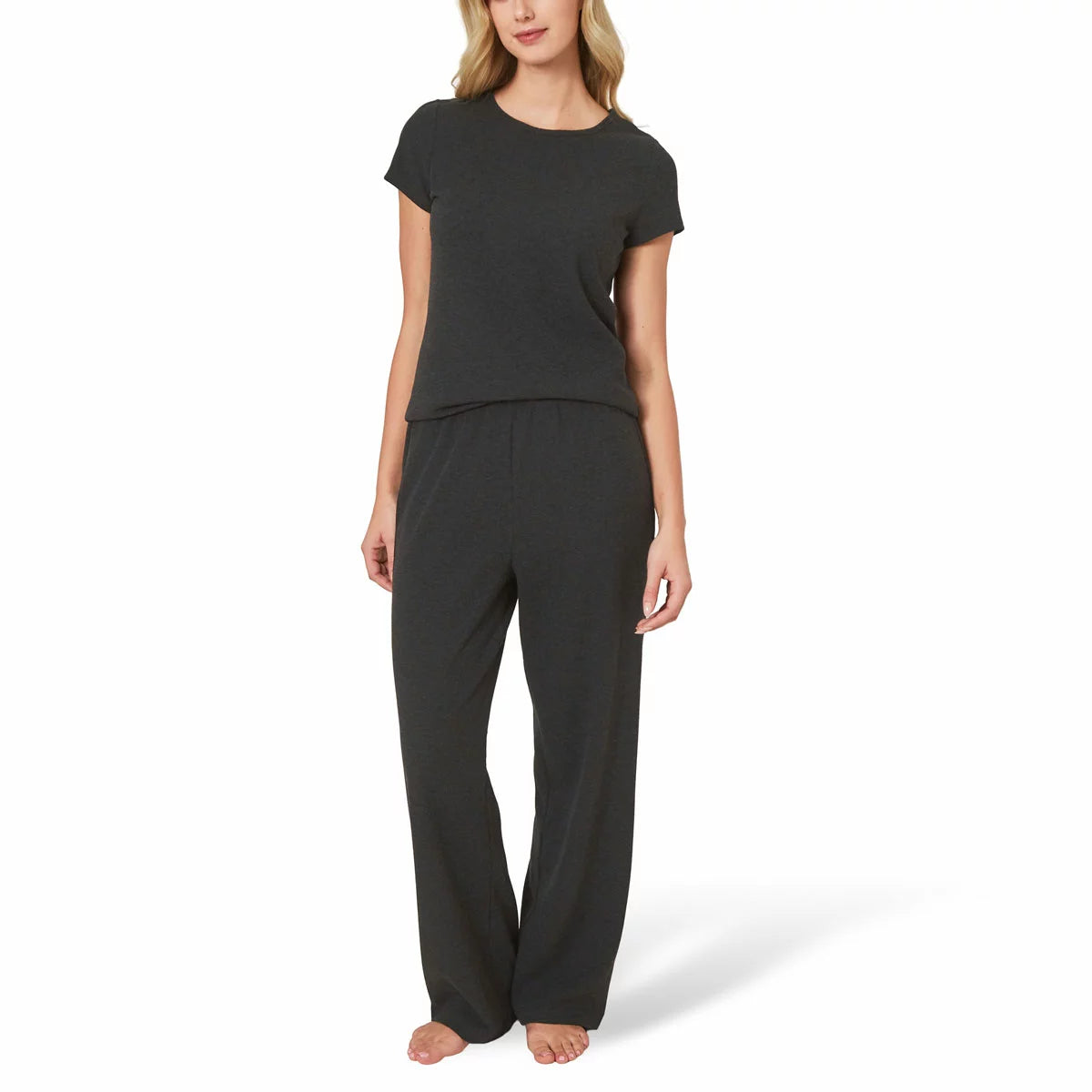Well & Calm Ladies 3 Piece Waffle Lounge Set featuring soft waffle knit fabric, relaxed fit top, matching bottoms, and cozy outer layer.